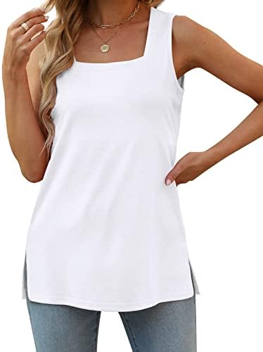 XIEERDUO Summer Tank Tops for Women Square Neck Loose Fit Casual Fashion Flowy Sleeveless