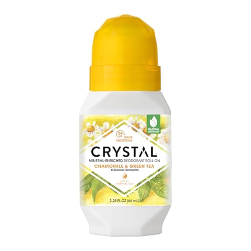 Mineral Roll on Vegan Deodorant for Women and Men, Chamomile & Green Tea – 2.25 fl. oz. (Packaging May Vary)