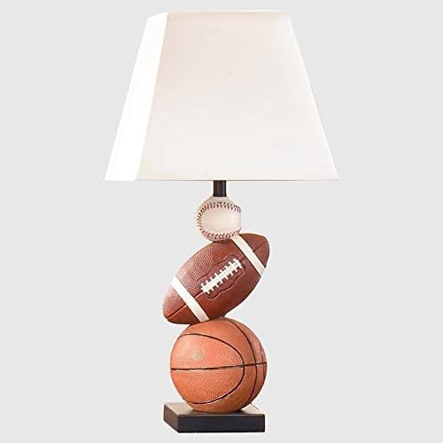 HERBESTBAY Kids Table Lamp, 14 Inch Football, Basketball & Baseball Design with Cute Lampshade, Sports-Themed lamp Ideal for Children’s Bedroom Decor, Bedside Lamp Includes LED Bulb