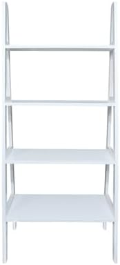 Casual Home 100% Solid Wood 4-Shelf Ladder Bookcase, 25″ W x 14″ D x 60″ H, White, 4-Tier Freestanding Ladder Shelf