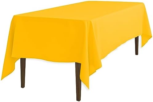 LinenTablecloth Rectangular Polyester Tablecloth, Gold, 60″ x 126″