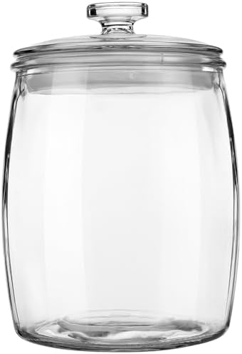 Folinstall Wide Mouth Apothecary Jar with Lid, 0.5 Gallon Glass Jar for Kitchen Storage and Laundry Room Organization, 72 oz Clear Glass Container for Cookie, Candy, Sugar, Flour, Nuts
