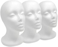 12″ 3 Pcs Foam Wig Head – Tall Female Foam Mannequin Wig Stand and Holder for Style, Model And Display Hair, Hats and Hairpieces, Mask – for Home, Salon and Travel