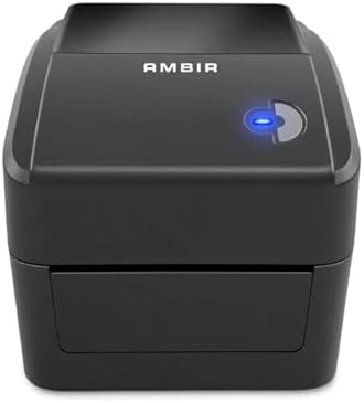 Ambir LP400 Monochrome Thermal Label Printer, 4×6, USB, Compatible with Shopify, Ebay, UPS, USPS, FedEx, Amazon & Etsy, Supports Multiple Systems