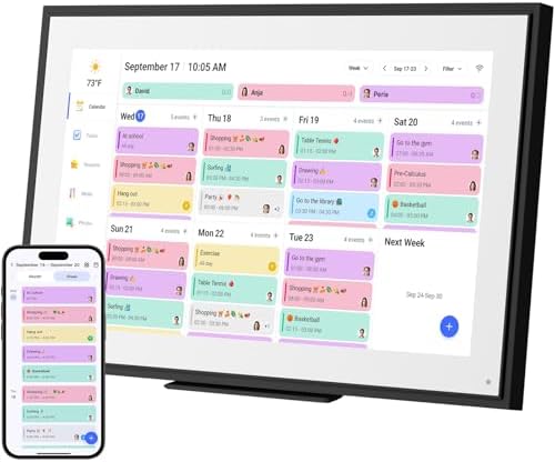 15.6 inch Wall Planner Digital Calendar Electronic Calendar Chore Chart,Smart Touchscreen Full HD Interactive Display for Family Schedules,Wall/Desk Mountable for Seamless Scheduling/Organizing