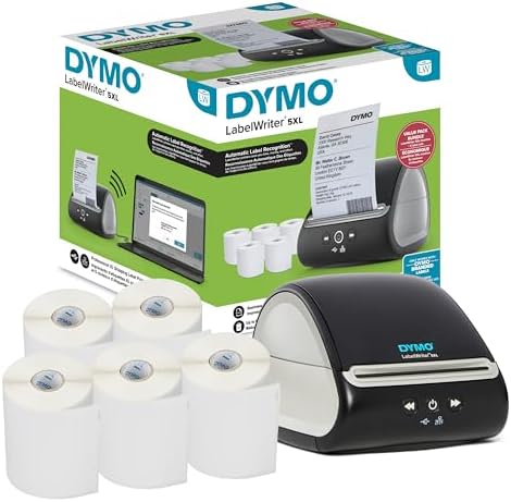 DYMO LabelWriter 5XL Label Printer Bundle Prints Extra-Wide ShippingLabels (UPS USPS) from Amazon eBay and More Perfect for eCommerce Sellers Includes 5 Extra-Large Shipping Labels (1100 Total)