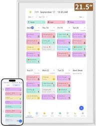 Smart Digital Calendar: 21.5-Inch Electronic Wall Calendars & Chore Chart, Full HD Interactive Touchscreen Display for Family Schedules Planner,Seamless Scheduling/Organizing-Wall/Desk Mountable