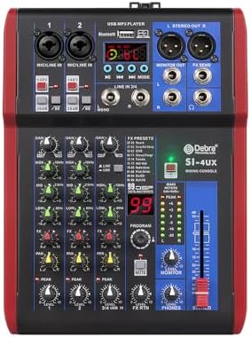 D Debra SI Series Professional Portable Recording Mixer Audio with 99 DSP Digital Effects Mic Preamps and USB for DJ Mixer Console Karaoke Home Recording Studio (SI-4UX)