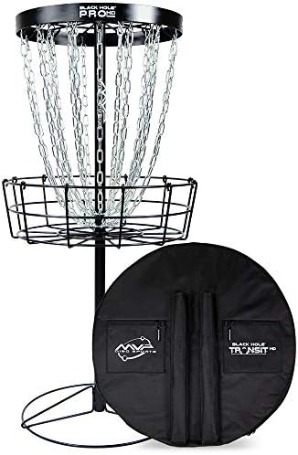 MVP Disc Sports Black Hole Pro HD 24-Chain Portable Disc Golf Basket with Transit Bag