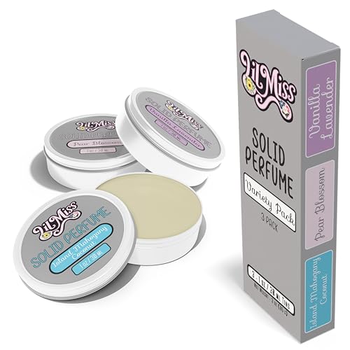 Women’s Solid Perfume Sampler Set, Fragrance Balm Set for Women, Pack of Three Solid Perfume Fragrance (Island Mahogany Coconut, Pear Blossom, Vanilla Lavender)