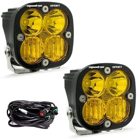 Baja Designs Squadron Sport LED Light Pod Pair – 2 PCS LED with Wiring Harness (Driving Combo; Amber)