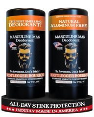 Deodorant for Men – Aluminum Free Mens Deodorant, Travel Size Natural Deodorants, Sweat Protection for Underarm, Stain-Free Deodorants, Made in USA, 3.2oz (2 Pack, Bootlegger Bourbon)