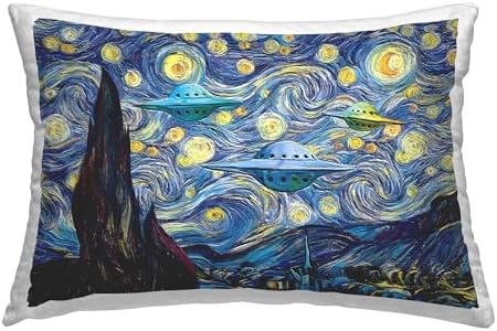 Stupell Industries UFO in Starry Sky Design by RC Ecommerce Throw Pillow, 14 x 20, Blue