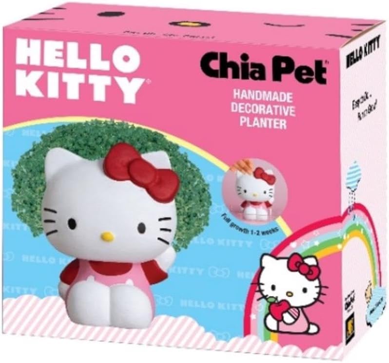 Chia Pet Hello Kitty with Seed Pack, Decorative Pottery Planter, Easy to Do and Fun to Grow, Novelty Gift, Perfect for Any Occasion