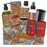Christmas Spa Gift Basket, Bath Spa Kit for for Men Dad Birthday Bath Gifts Classic Perfume Bath Set for him, men’s Shower Gift Basket mens personal care sets Man Bath Beard Spa Gift Baskets Mens Gift