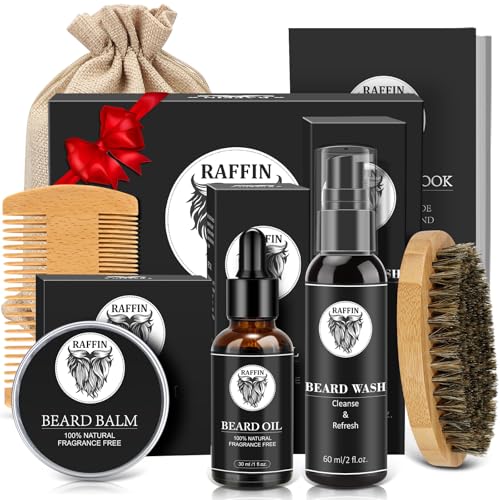 Valentines Day Gifts for Him – Beard Kit w/Beard Oil & Balm, Beard Brush & Comb, Beard Wash/Shampoo for Men’s Self-care, Anniversary | Birthday Gifts for Men Husband Boyfriend Dad Son Friend Brother