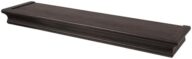 HIGH & MIGHTY 515662 Decorative 24″ Floating Shelf Holds up to 20lbs, Easy Tool-Free Dry Wall Installation, Beveled, eCommerce Packaging, Espresso