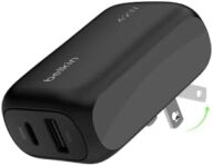 Belkin Dual Port Charger Block 42W, USB-C + USB-A Charger Super Fast Charging – Samsung Galaxy S25, Apple iPhone 17, Air, Pro, Pro Max, iPad, AirPods, Apple Watch, Nintendo Switch 2 & More – Black