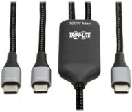 Tripp Lite Dual USB-C Multi-Charging Cable/Splitter, 6 Foot / 1.8 Meter Length, 100W PD Charging, 480 Mbps Data Transfer, Male-to-2x Male, 3-Year Warranty (U420P-2X6-100W)