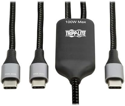 Tripp Lite Dual USB-C Multi-Charging Cable/Splitter, 6 Foot / 1.8 Meter Length, 100W PD Charging, 480 Mbps Data Transfer, Male-to-2x Male, 3-Year Warranty (U420P-2X6-100W)