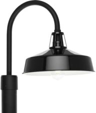 Progress Lighting Cedar Springs Collection One-Light Gloss Black Metal Shade Farmhouse Outdoor Post Lantern (P540103-031)