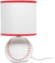 Simple Designs LT2119-BSB 10.7″ SportsLite Mini Baseball Table Lamp for Kids Room, Mancave, White and Red