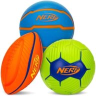 NERF Micro Foam Sports Ball Set – Kids Foam Micro Football, Soccer Ball + Basketball Set Soft Stress Relief Mini Foam Sports Set for Kids – Multicolor