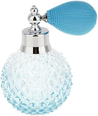 100ml Vintage Crystal Glass Atomizer Perfume Bottle Spray Clear Lady Gift Glass Perfume Bottle (Blue)