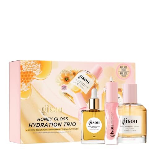 Gisou Honey Gloss Hydration Trio, Wildflower Honey Hair Perfume, Watermelon Sugar Lip Oil, Hair Oil, Shine-Boosting, Perfect Valentine Gifts For Her