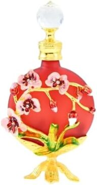 Yetaha Decorative Perfume Bottles, Empty Glass Perfume Bottles, Vintage Crystal Refillable Perfume Bottles Red Plum Blossom Perfume Bottle for Home Decor Woman Gift, 30ml