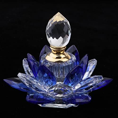 5ml Blue Crystal Glass Lotus Flower Perfume Bottle – Exquisite Craftwork and Natural Essence – Decorative Perfume Bottles for Her, Girlfriends, and Home Dcor – Unique Gift for