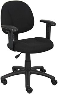 Boss Office Products B316-BK Perfect Posture Delux Fabric Task Chair with Adjustable Arms in Black, Low-Back