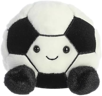 Aurora® Adorable Palm Pals™ Striker Soccerball™ Stuffed Animal – Fun Collectible Plush for Kids and Adult Collectors – Perfect for Decorating Rooms and Birthday Gifts – Black 4 Inches