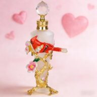 SEVENBEES 25ml Refillable Glass Perfume Bottle with Red Cardinal Bird Hand-Painted Red Bird Valentine Decor Gifts – Empty Essential Oil Bottle & Fragrance Dispenser