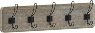 Flash Furniture Daly Wall Mounted Storage Rack – Weathered Solid Pine Wood – 24 Inch – 5 Hanging Hooks – For Entryway, Kitchen, Bathroom