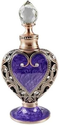 TEAMWILL Vintage Purple Perfume Glass Bottle Crystal Openwork Refillable Metal Empty Gift