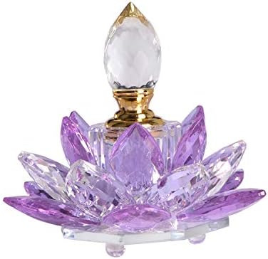 Crystal Purple Vintage Perfume Bottles Empty Lotus Flower Figurines Glass Gifts for Her Girlfriend Wife