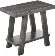 Roundhill Furniture Athens Contemporary Wood Shelf Side Table, Charcoal