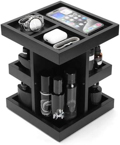 Gifts for Men,Mens Organizer,Cologne Stand with Rotate,Accessory Organizers or Mens Valet Tray,Birthday Gifts for Dad,Husband,Boyfriend,Anniversary Idea for Him,Men Gifts Ideas,Watch,Perfume Holder