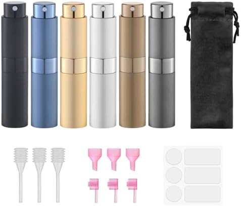 Travel Perfume Bottle Refillable – Cologne Spray Atomizer Mini – Small Travel Size Empty Sprayer for Refill Sample Container – Portable Fragrance Decant Dispenser for Women Men 8ml 6PCS Brown