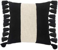 LR Home 20″ x 20″ Cotton Throw Pillow Cover + Polyfill Insert Included Decorative Boho Cushion for Couch, Sofa, Bed Modern Throw Pillow with Removable Cover with Zipper Black/Ivory