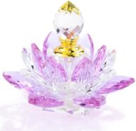 YWHL Small Purple Crystal Lotus Perfume Bottles, Vintage Glass Refillable Perfume Bottle Decor, Handmade Lotus Flower Figurines Gifts for Women (3ml)