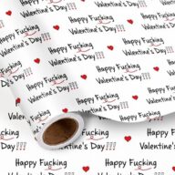 LeZakaa Funny Valentine Wrapping Paper Roll, Happy Valentine Day Text with Red Hearts, Humor Gift Wrap for Him Her Husband Wife, Mini Roll 17 Inches x 16.4 Feet
