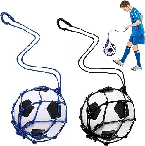 TOBWOLF Football Kick Trainer, Soccer Return Trainer Net Fits Ball Size 3, 4, 5, Hands-Free Soccer Kick Throw Training Aid