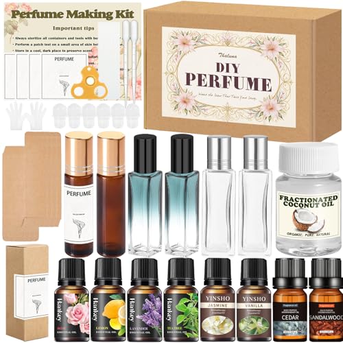 Thaluna Roll-On Perfume Making Kit, Diy Perfume Making Kit Make Your Own Fragrance Roller Kit with Essential Oils, Roll-On Bottles, Gift Set for Women and Girls