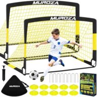 Soccer Goal, Kids Soccer Goals for Backyard Set, 2 Pack of Portable Pop Up Soccer Net with Soccer Ball, Cones, Complete Training Equipment for Youth, Toddler Outdoor Sports Games