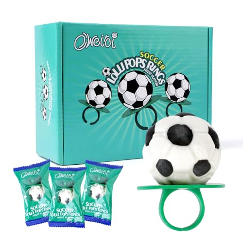 Soccer Ring Lollipops,Individually Wrapped Candy for Birthday Party Favors,football Candy Lollipops Suckers,18 Count