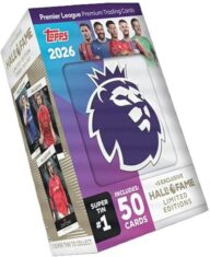 2026 Topps Premier League EPL Soccer Super Tin Trading Card Box (3 Exclusive Hall of Fame Cards Per Tin) 1 Random Bpx