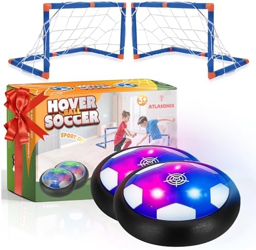 Hover Soccer Ball – Indoor Soccer Ball, Indoor Flying Toy Games (2 Floating Disk + 2 Goals) Boy Birthday Gifts, Indoor Silent Game | 4 in 1 Pack