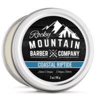 Rocky Mountain Barber Company Solid Cologne for Men – Coastal Riptide Scent – 2 Oz Size – Made with Coconut Oil, Shea Butter – Long-Lasting Scent (Coastal Riptide)